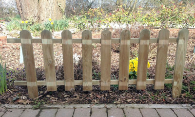 Large Wooden Picket Fence Panels Garden Edging Lawn Border Set of 3 - 3
