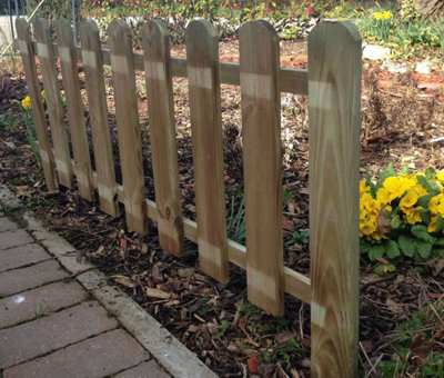 Large Wooden Picket Fence Panels Garden Edging Lawn Border Set of 3 - 4