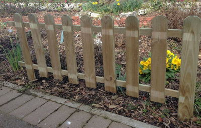 Large Wooden Picket Fence Panels Garden Edging Lawn Border Set of 3 - 5