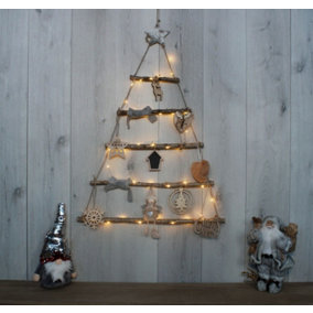 Large Wooden Rope Christmas Tree with LED's & Decorations
