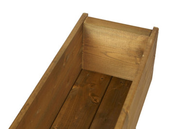 Large Wooden Trough Planters Container Plant Flower Boxes 120cm Set of 2 - 4