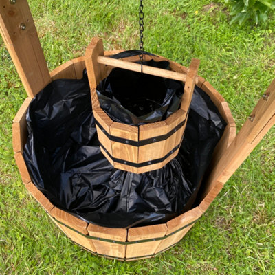 Large Wooden Well Flower Pot - Rustic Garden Decor Wishing Well Planter For Patio