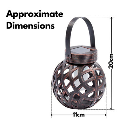 Large Woven Effect Solar Powered Hanging Lantern - 3