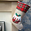 Large Xmas Stocking Printed Pattern Burlap Hessian Linen Sack Sock Hanging Bags Christmas Pudding, 26x25cm