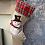 Large Xmas Stocking Printed Pattern Burlap Hessian Linen Sack Sock Hanging Bags Snowman 26x25cm