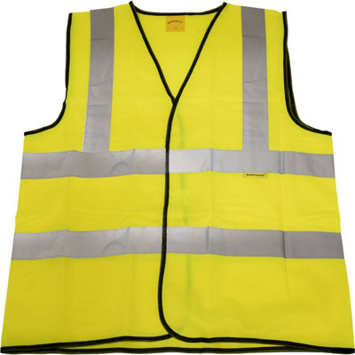 LARGE Yellow Hi Vis Waistcoat - Work Site Road Builder Contractor ...