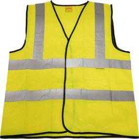 LARGE Yellow Hi Vis Waistcoat - Work Site Road Builder Contractor - Safety Wear