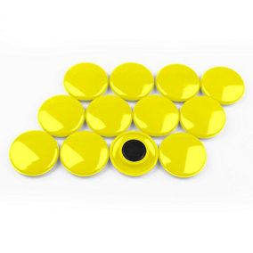 Large Yellow Planning Office Magnets for Fridge, Whiteboard, Noticeboard, Filing Cabinet - 40mm dia x 8mm high - Pack of 12