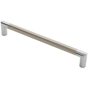Larged Round Bar Mitred Door Handle 325 x 19mm Polished Chrome Satin Nickel