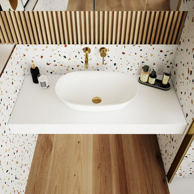 Larkin Stone Inset Basin 560 - Gloss White