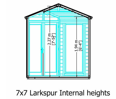 Larkspur 7 x 7 Feet Double Door with Two Fixed Windows Summerhouse