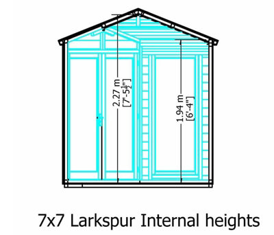 Larkspur 7 x 7 Feet Double Door with Two Fixed Windows Summerhouse - 5