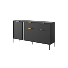 Lars B Contemporary Sideboard Cabinet 3 Hinged Doors 3 Shelves 2 Drawers Anthracite (H)820mm (W)1530mm (D)400mm