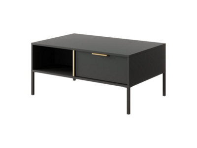 Lars Contemporary Coffee Table 2 Drawers Anthracite & Gold (H)440mm (W)970mm (D)600mm