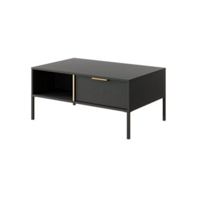 Lars Contemporary Coffee Table 2 Drawers Anthracite & Gold (H)440mm (W)970mm (D)600mm