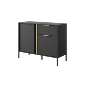 Lars D Contemporary Sideboard Cabinet 2 Hinged Doors 2 Shelves 1 Drawer Anthracite (H)820mm (W)1030mm (D)400mm