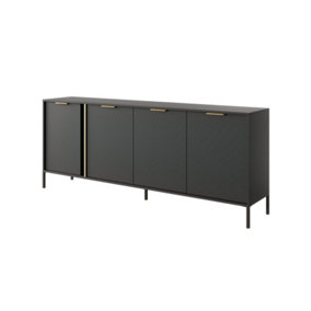 Lars E Contemporary Sideboard Cabinet 4 Hinged Doors 4 Shelves Anthracite (H)820mm (W)2030mm (D)400mm