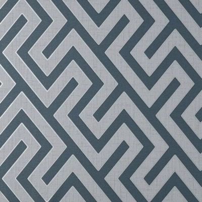 Larson Geometric Blue & Silver Wallpaper FD43070