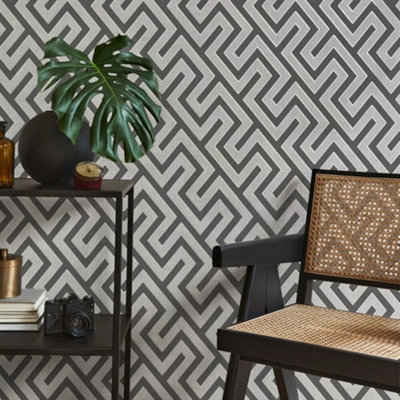 Larson Geometric Charcoal Wallpaper FD43069