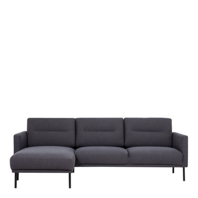 Larvik Chaiselongue Sofa (LH) - Anthracite - Black Legs