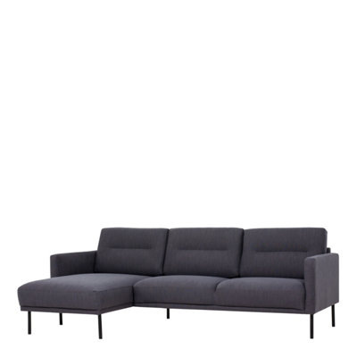 Larvik Chaiselongue Sofa (LH) - Anthracite - Black Legs