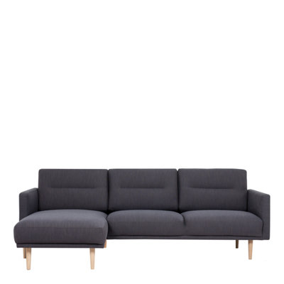 Larvik Chaiselongue Sofa  (LH) -  Anthracite - Oak Legs