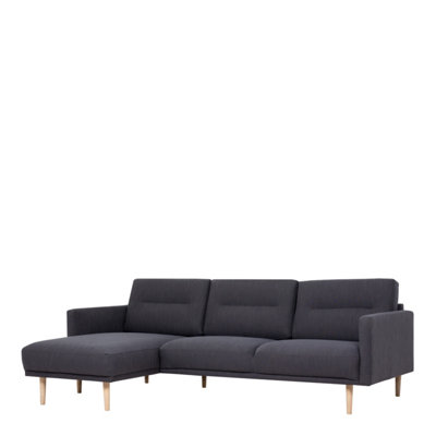 Larvik Chaiselongue Sofa  (LH) -  Anthracite - Oak Legs