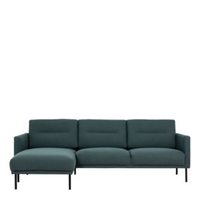 Larvik Chaiselongue Sofa (LH) - Dark Green - Black Legs