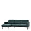 Larvik Chaiselongue Sofa (LH) - Dark Green - Black Legs