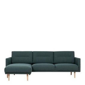 Larvik Chaiselongue Sofa  (LH) - Dark Green - Oak Legs