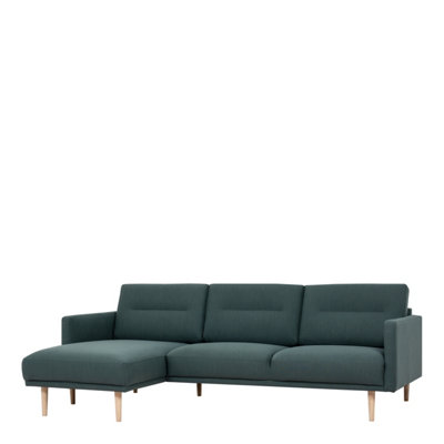 Larvik Chaiselongue Sofa  (LH) - Dark Green - Oak Legs