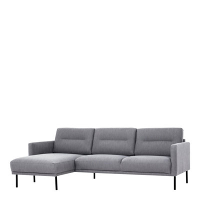 Larvik Chaiselongue Sofa (LH) - Grey - Black Legs