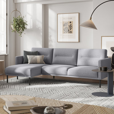 Larvik Chaiselongue Sofa (LH) - Grey - Black Legs