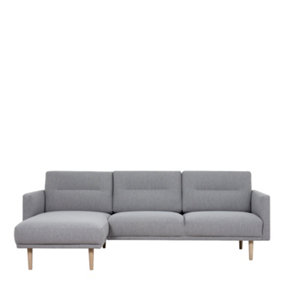 Larvik Chaiselongue Sofa  (LH) - Grey - Oak Legs