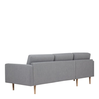 Larvik Chaiselongue Sofa  (LH) - Grey - Oak Legs