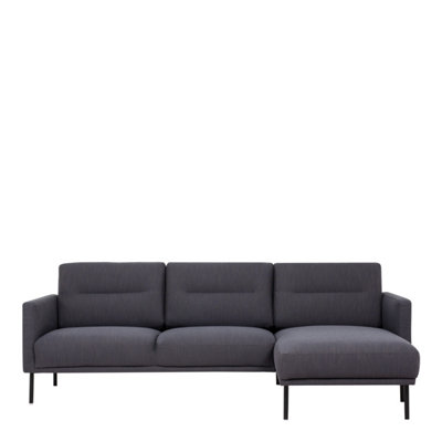 Larvik Chaiselongue Sofa (RH) - Anthracite - Black Legs