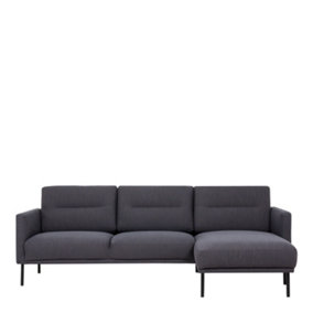 Larvik Chaiselongue Sofa (RH) - Anthracite - Black Legs
