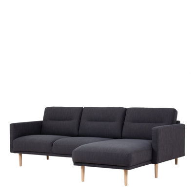 Larvik Chaiselongue Sofa (RH) - Anthracite - Oak Legs