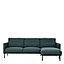 Larvik Chaiselongue Sofa (RH) - Dark Green - Black Legs