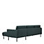 Larvik Chaiselongue Sofa (RH) - Dark Green - Black Legs
