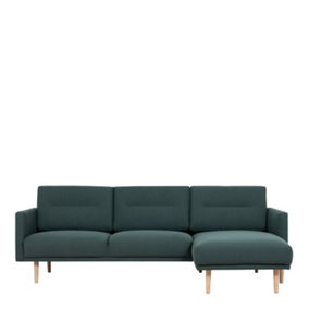 Larvik Chaiselongue Sofa (RH) - Dark Green - Oak Legs