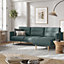 Larvik Chaiselongue Sofa (RH) - Dark Green - Oak Legs