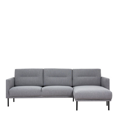 Larvik Chaiselongue Sofa (RH) - Grey - Black Legs