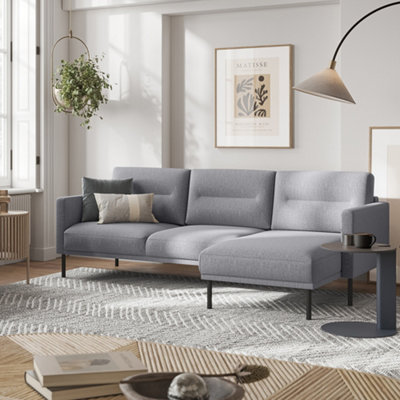 Larvik Chaiselongue Sofa (RH) - Grey - Black Legs