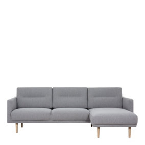 Larvik Chaiselongue Sofa (RH) - Grey - Oak Legs