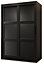 Larvik I Sliding Stylish and Spacious Sliding Wardrobe with Horizontal Slats Design (H2000mm W1000mm D620mm) - Black Matt