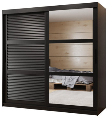 Larvik II 180cm Sliding Wardrobe in Sleek Black - Expansive