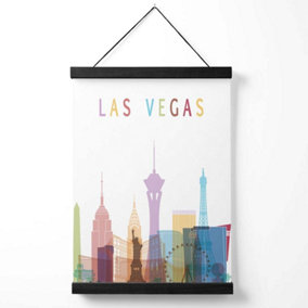 Las Vegas Colourful City Skyline Medium Poster with Black Hanger
