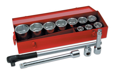 Laser 2721 14pc Heavy Duty Socket Set 1" Drive 36-80mm with Ratchet & Accessories