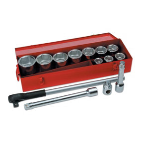 Laser 2721 14pc Heavy Duty Socket Set 1" Drive 36-80mm with Ratchet & Accessories